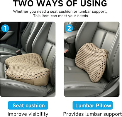 Livtribe Car Seat Cushion - Memory Foam Seat Pad for Sciatica & Lower Back Pain Relief - Driving Cushion with Breathable Mesh Cover - Road Trip Essentials for Drivers (3D Beige) - Image 2
