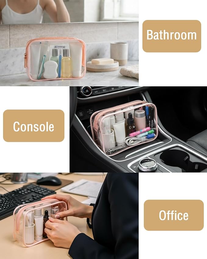 Buminee Clear Pouch, Makeup Bag, 6.6"x2.3"x4.7" TSA Approved Toiletry Bag-1 Pack All Clear - Image 3