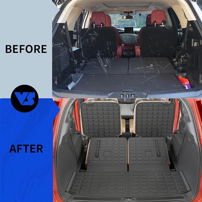 Rongtaod Floor Mats Set for 2020-2026 Ford Explorer 6 Seats Captain Chairs | 2nd Row Kick Mats Trunk Mat with Backrest Mat TPE All Weather Cargo Mat Cargo Liner 2026 Explorer Accessories - Image 7