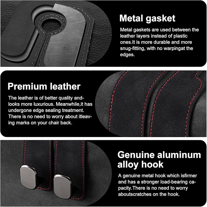 Car Purse Hook Purse Hook for Car Seats Headrest Car Seat Hooks,Heavy Duty Vehicle Organizer for Handbags, Groceries, Purses, Keep Car Tidy (Black, 2 Pack) - Image 6