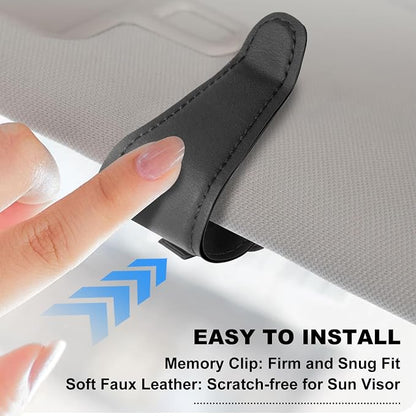 Teraves 2 Pack Sunglass Holder for Car Visor, Magnetic, Easy to Hold | Premium Leather Sunglasses Visor Clip, Auto Interior Accessories Universal for Different Size Glasses and Eyeglasses, Black - Image 5