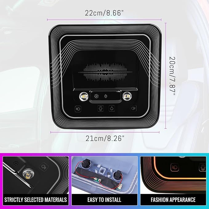 Universal Car Rear Dome Light Replacement,Adjustable LED Ceiling Lamps Assembly w/Touch Screen,Car RV Interior Lighting w/Door Trigger Switch,Over-Head Roof Ambient Light,RGB (Ripple Style) - Image 3
