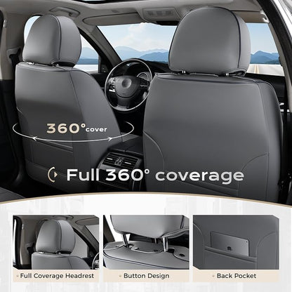 Coverado Car Seat Covers, Seat Covers for Cars, Waterproof Leather Auto Seat Protectors, Leather Car Seat Cushion, Car Interiors Accessories Universal Fit for Most Cars - Image 5