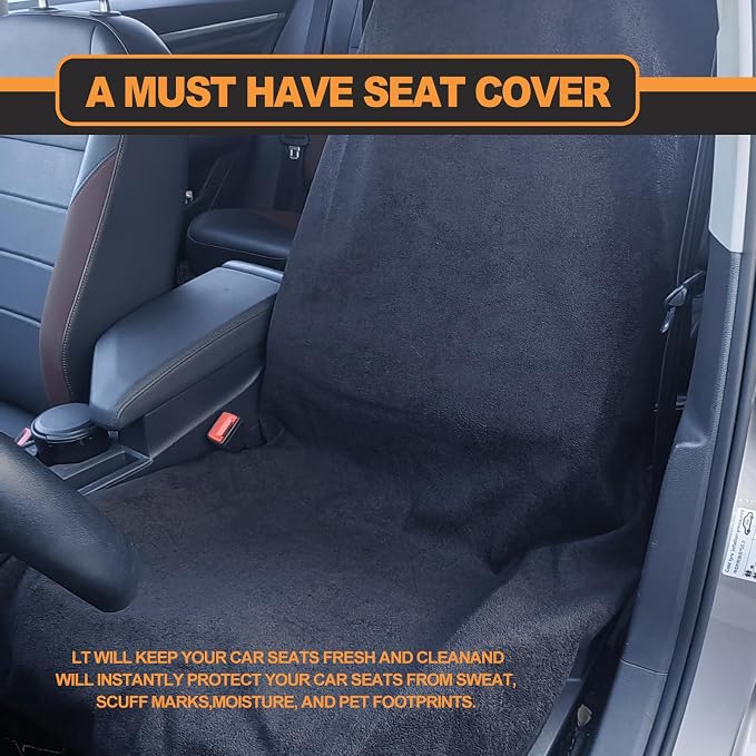 KEVWR Car Waterproof Towel Front Seats Seat Covers, Washable Seat Protector, Fit Beach Swimming Outdoor Sports, Compatible with Most Cars Trucks Suvs Car (Black) - Image 6