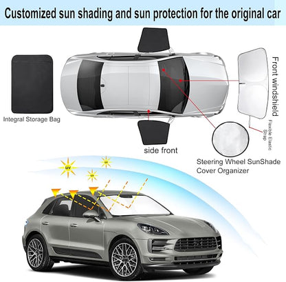 3PCS Car Window Shades Front Windshield Sun Shade Foldable Window Shade Custom Fit for 2014-2019 Porsche Ma-can Accessories Car Shades for Front Windows Anti-UV Rays Block Heat - Image 3