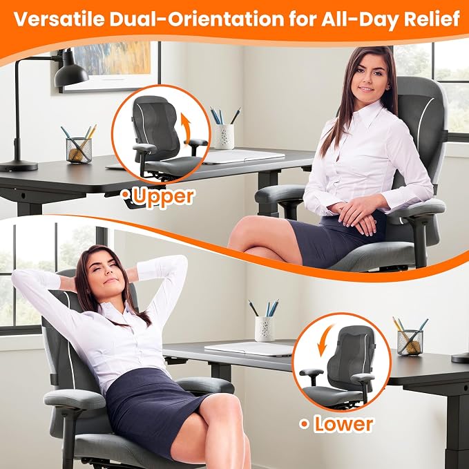 CloudBliss Lumbar Support Pillow, Memory Foam for Office Chair, Gray | Ergonomic High-Density Memory Foam, Adjustable Straps, Washable Mesh Cover, Lower Back Support for Office, Gaming & Car Seat - Image 7