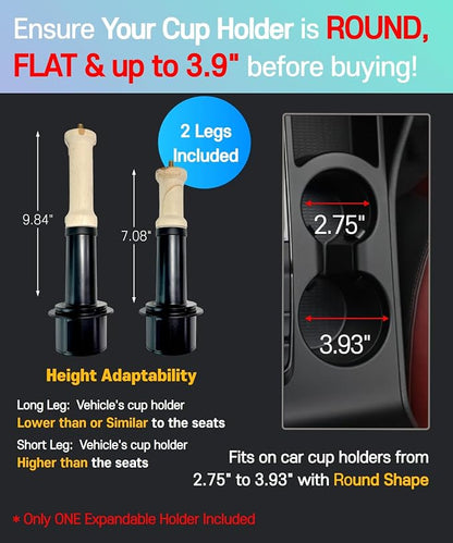 2-in-1 Car Food Tray, Cup Holder Table and Laptop Desk for Parked Cars | Fits fixed round cup holders 2.75–3.9 in, Twist-lock adjustable base, 14.96 x 11.02 in surface, Fit check required - Image 5