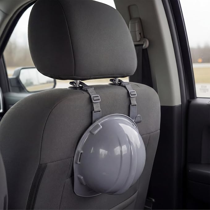 Unittype 4 Pcs Hard Hat Hook for Truck Adjustable Hard Hat Holder Hardhat Holder Truck Seat Back Organizer 55 lb Load Heavy Duty Hardhat Buddy Hanger Storage Car Vehicle Headrest Bag Gear (Grey) - Image 6