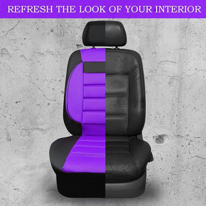 CAR PASS Leather 3D Foam Back Support Car Seat Covers Full Set Air Mesh Automotive Seat Covers, All Season Car Seat Cover Fit Automotive,SUV,Sedan,Van, Airbag Compatible Elegance (Black Purple) - Image 6