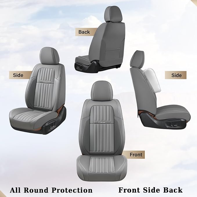 Coverado Car Seat Covers Full Set, Seat Covers for Cars,Gray Car Seat Cover, Waterproof Car Seat Protector, 5 Pieces Nappa Car Seat Cushion, Car Seat Covers Front Seats and Back Fit for Most Cars - Image 6