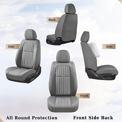 Coverado Front Seat Covers, Car Seat Cover, Gray Seat Covers for Cars, 2PCS Car Seat Protector, Waterproof Faux Leather Car Seat Cushion, Luxury Seat Cushions, Auto Seat Covers Fit for Most Vehicles - Image 4