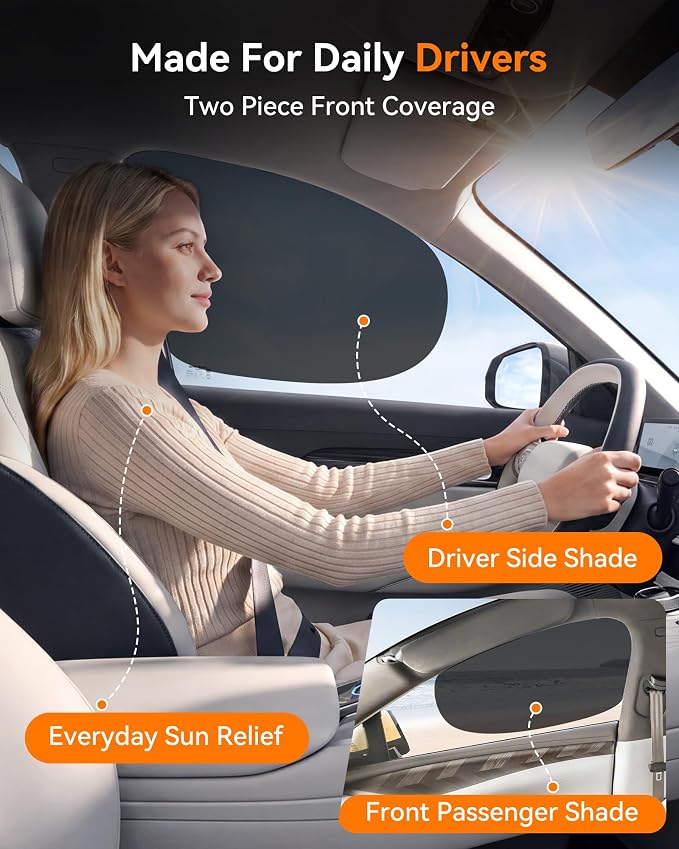 Car Side Window Sun Shades, Static Cling for Commuters and Rentals, 2 Pack | Helps reduce glare and heat buildup while staying attached during normal window movement for daily drives and rental cars - Image 5