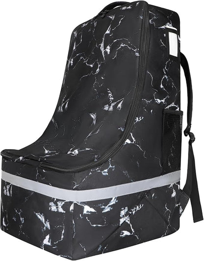 LARIPOP Car Seat Travel Bag for Airplane, Universal Gate Check Car Seat Bag, Padded Backpack with Waist Belt, Reflective Strips & Protective Feet, Fits Infant Convertible Booster Seats, Black by LARIPOP