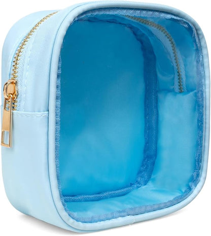 LETGO Small Clear Makeup Bag for Purse Small Cosmetic Bag Travel Size Toiletry Bags Cute Travel Makeup Bag,Coin Purse,Car Asscessories Organizer Storage Travel Essentials for Women Girls(Clear-Blue) - Image 2