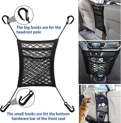 3-Layer Stretch Car Mesh Organizer, Car Seat Net, Dog Net for Barrier | 3-Layer Stretch Car Back Seat Mesh Organizer, Seat Back Net Bag, Dog Car Net Barrier, Kid Backseat Barrier, Storage Net Pouch - Image 5