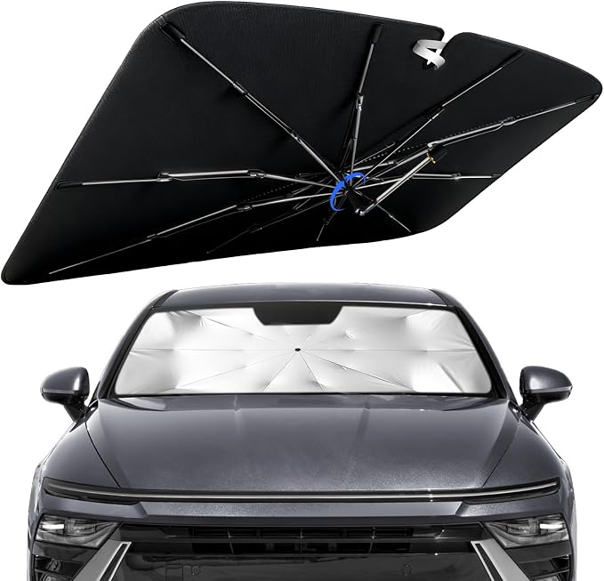 Windshield Sun Shade for Hyundai Sonata 2015-2026 with 360° Rotating Shaft | Custom Fit Umbrella Sunshade for UV Blocking, Interior Heat Protection, Easy Storage, UPF 50+ Cool Windshield Cover by Lonyaqui