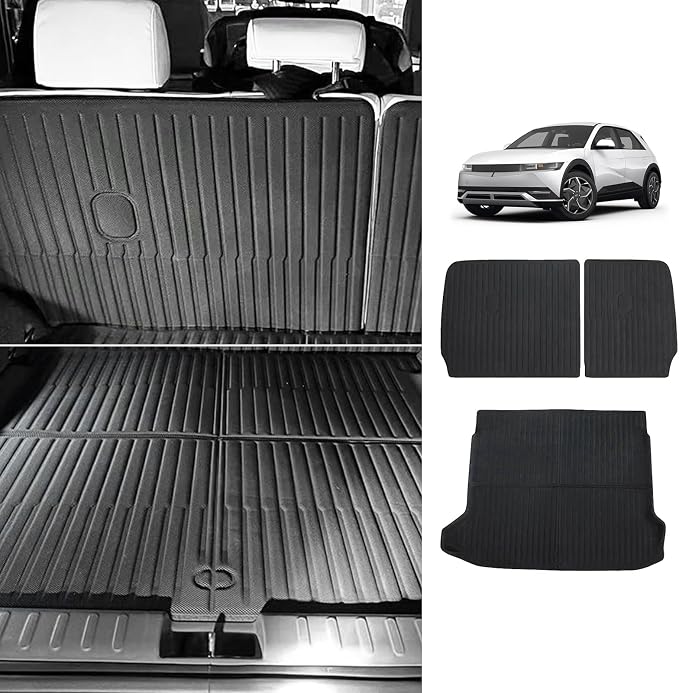 BestEvMod for Ioniq5 Cargo Liner All Weather Trunk & Second Row Seats Back Cover XPE Material Cargo Mat Compatible with 2022-2024 Hyundai Ioniq 5 Accessories (Trunk Mat+Seats Back Cover) NOT Fit 2025 by BestEvMod