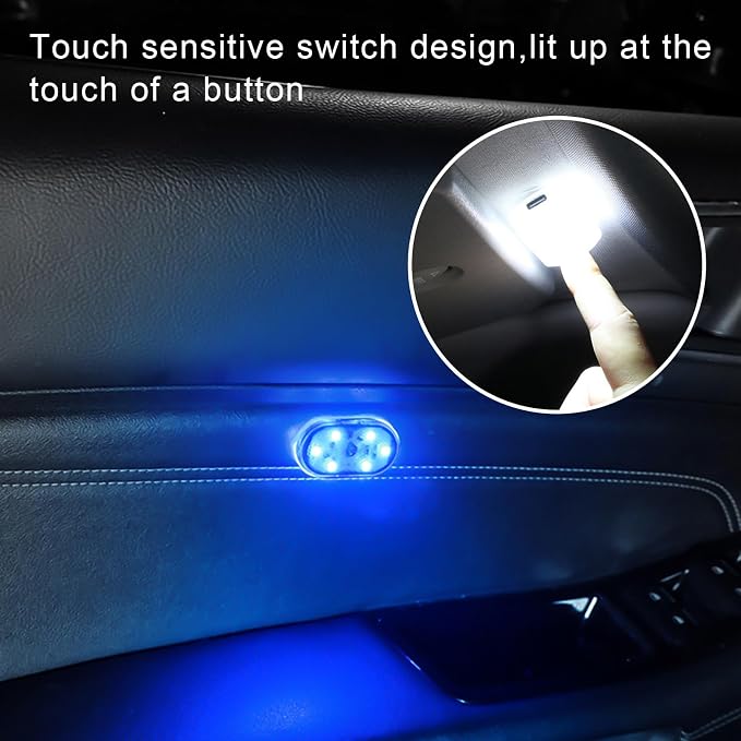 4 PCS Car Wireless LED Lights, Portable USB Rechargeable 7 Colors Car Ambient Lighting, Car Interior Reading Light Night Light with 6 LED Lamp Beads, Car Accessories (Magnetic) - Image 5