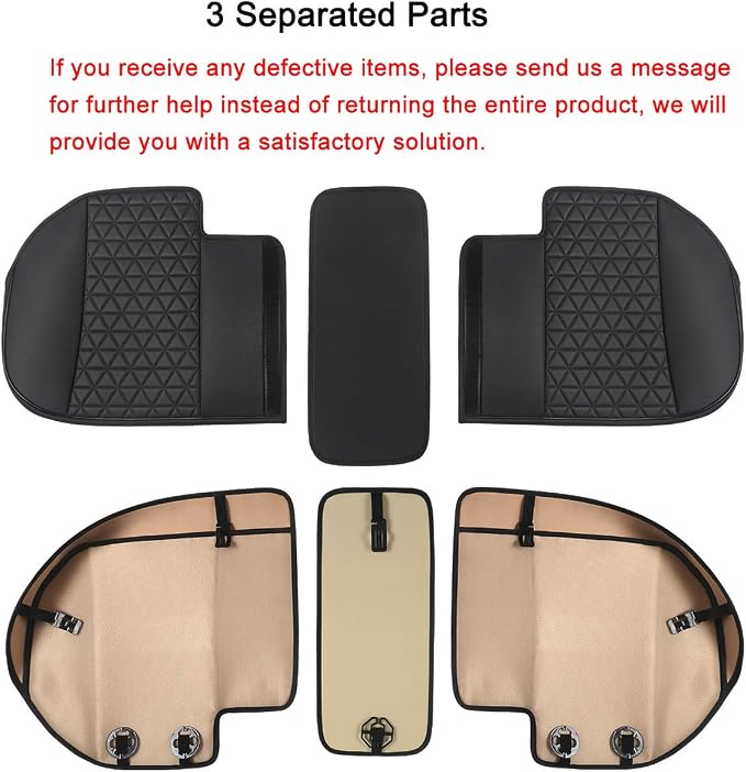 Black Panther Luxury PU Leather Rear Bench Car Seat Cover Adjustable Length (49-55'') Fits 90% Standard 5 Seats (Sedan SUV), for Seat Bottom Only, Triangle Quilting Design, Beige - Image 4