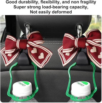 Mandark 2PCS Bow Car Headrest Hooks for Bags, Red Line | PVC construction, clip-on installation keeps items off the floor, fits most cars, SUVs, and trucks, car interior accessories - Image 3