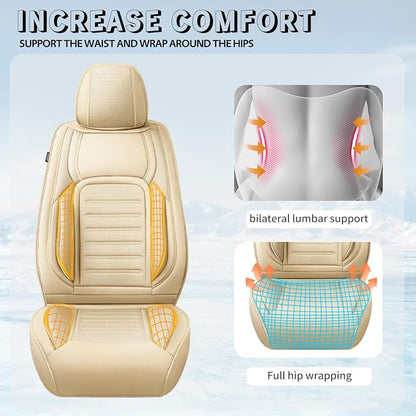 Fit Tundra Car Seat Covers for Toyota Tundra 2007-2025 2026 -Premium Leather, Waterproof，Breathable，All-Weather Seat Cushion Protecto & Airbag Compatible, Full Set Beige - Image 7