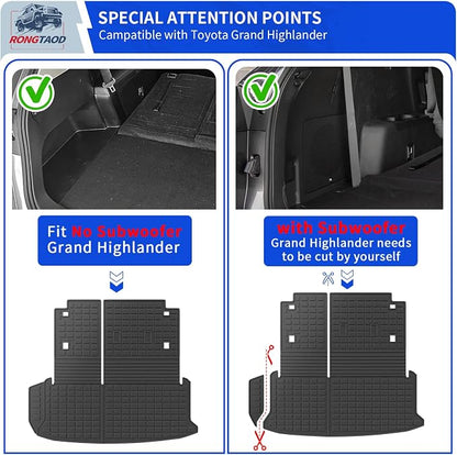 Rongtaod Trunk Mat with Backrest Mat for 2024-2026 Toyota Grand Highlander | Cargo Mat Cargo Liner TPE All Weather Back Seat Cover Protector Grand Highlander Accessories - Image 2