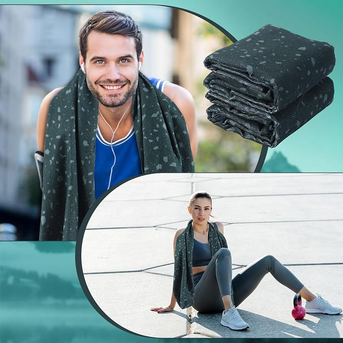Hahafelt 2 Pack Car Seat Towel Covers Athletic Running Towel Performance Microfiber Post Workout Sweat Washable Cover Non Slip for Seat Outdoor Sport (Green Splat) - Image 4