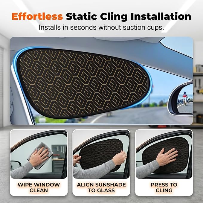 4-Pack Universal Car Side Window Sun Shades, 2026 New Side Automotive Window Sunshades, Gel Electrostatic UV Protection Sunshade Car Shades for Side Windows (Curved +Square) - Image 5