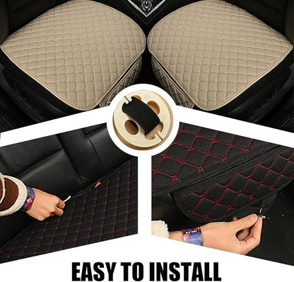 povtii Car Seat Bottom Cover Pad, Breathable Auto Front Seat Protector with Storage Pocket, Comfortable Seat Bottom Cushion Mat for Most Vehicle, Universal Interior Car Accessories (Beige) - Image 5