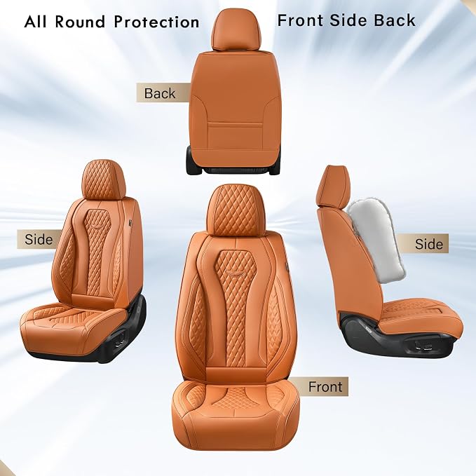 Coverado Seat Covers,Waterproof Seat Covers Front Seats, Brown Car Seat Cover, Luxury Front Car Seat Covers Leather Car Seat Protector, Automotive Car Seat Covers Universal Fit Most Cars - Image 4