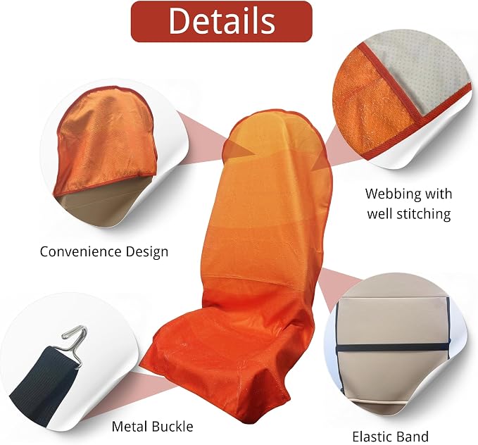 Waterproof Car Seat Cover for Front Seats, Protector for Cars SUVs Trucks, Sweat Towel Seat Covers Bucket for Gym,Workout,Beach,Hiking,Running and Swimming(Orange, 2PCS) - Image 3