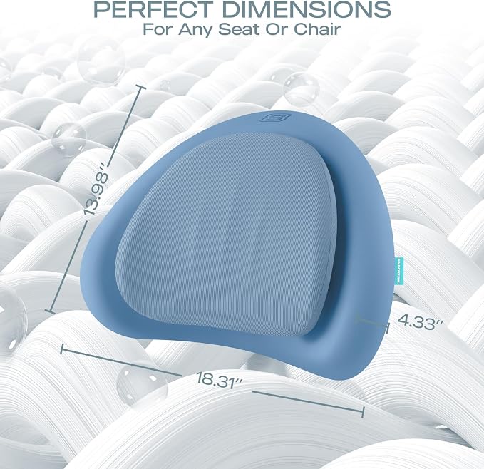 Skechers Lumbar Pillow Premium Memory Foam, Double-Layer-Office Chair Cushion for Tailbone Pain Relief,Butt Pillow for Office Chair,Car seat Cushion,Long Sitting Office Workers,and Car Drivers,Blue - Image 5