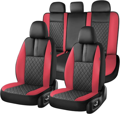Coverado Car Seat Covers Full Set, Automotive Leather Seat Covers for Car，Universal Fit Front Back Seat Cover, Non-Slip Waterproof Breathable Car Seat Protector by COVERADOAUTO