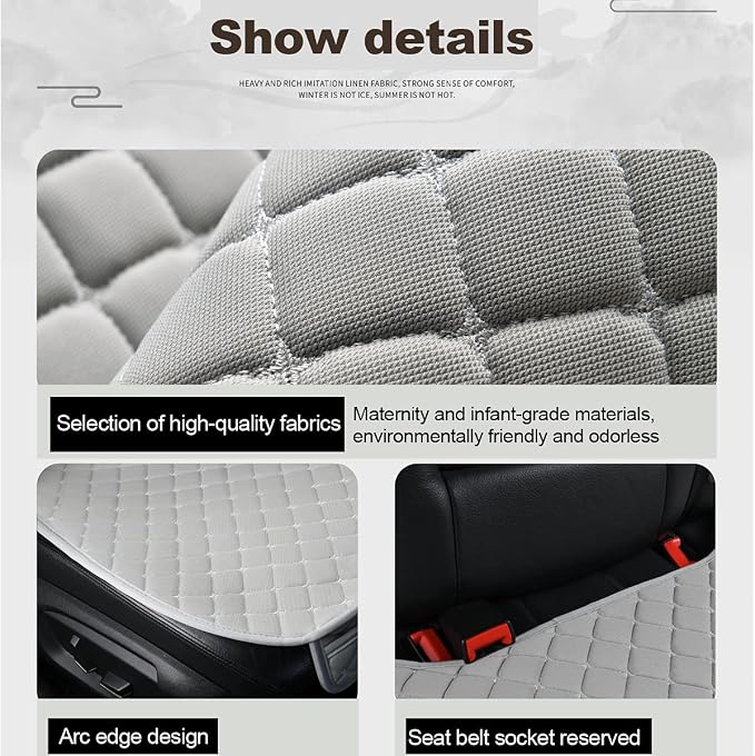 Car Seat Covers Gray Universal Car Seat Cushion, Rear Bench Seat Protective Mat pad for Car Truck SUV and Baby Skin-Friendly (Gray-Rear) - Image 2