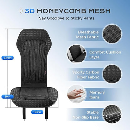 Coverado Ventilated Cooling Car Seat Cushion, 12V-24V Dual Blowing & Suction Seat Cover with 8 Turbo Fans, 3-Speed Cooling Pad, Universal Fit for Car, SUV, Truck & Van, Black - Image 7