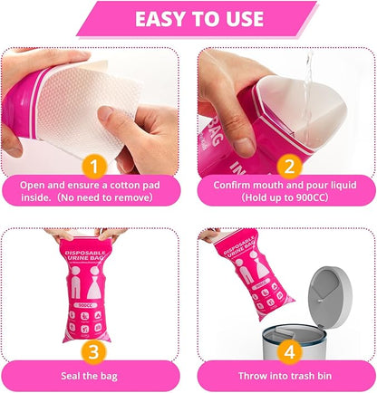 Disposable Urine Bag for Travel - 900ML Portable Pee Bags for Women Men 8/12/20/24/28 PCS Emergency Vomit Bags Urinal Toilet for Car Camping, Road Trip,Traffic Jam, Pregnant, Kid, Patient - Image 7