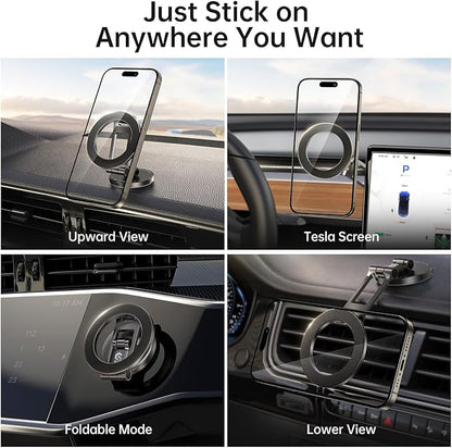 Syncwire Fits MagSafe Car Mount Magnetic Phone Holder for Dash and Tesla | Strong Magnets, All Metal, Flexible 3 Axis, 360° Rotation, Dashboard and Screen Support, For iPhone 17 16 15 14 Pro Max - Image 2