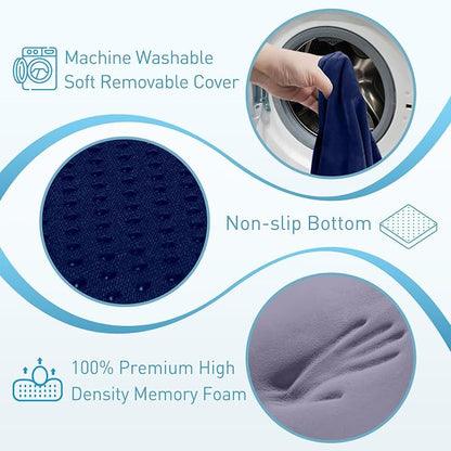 BlissTrends Thick Seat Cushion for Office Chair & Car Seat, XL, Blue | Memory Foam with Removable Cover, Ergonomic Tailbone & Sciatica Support for Pressure Relief and Long Sitting, 3.9" Thick - Image 3