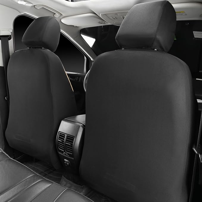 CAR PASS Quilting Leather Front Seat Covers, Automotive Waterproof Deluxe PU Premium Vinyl Luxury Two Front Seats Only Universal Fit for Cars Sedans SUVs Airbag Compatible,2 Pieces,Black&Beige - Image 6