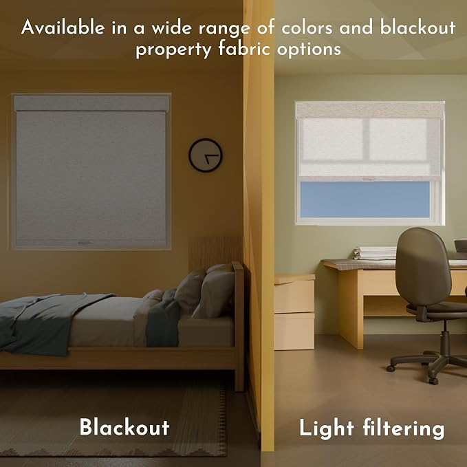 Persilux Light Filtering Roller Shades for Window Blinds,Cordless,Linen Fabric,Thermal Insulated Fabric UV Protection Shades for Home,Office,Bedroom,Door,Light Filtering-Cream,50" W X 72" H - Image 5