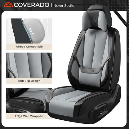 Coverado Car Seat Covers, Seat Covers for Cars, Waterproof Leather Auto Seat Protectors, Leather Car Seat Cushion, Car Interiors Accessories Universal Fit for Most Cars - Image 7