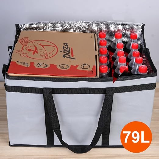 Bodaon 2-Pack Insulated Food Delivery Bag for Hot and Cold Meal, XXX-Large Grocery Tote Insulation Bag for Catering, Pizza Warmer, Cooler/Thermal Bags, Grey - Image 4