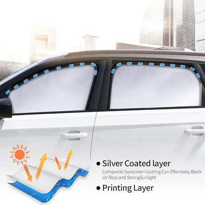 Aokway Side Window Sunshade Sun Shade for Car Window Double Thickness Auto Windshield Sunshades Curtain Universal Fit for Driver for Baby UV Protection (Blue, Front+Rear Side 4Pcs) - Image 8