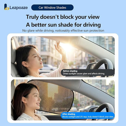 Car Window Shades (2 Pack) - Upgraded Mesh Sun Shade, Strong Static Cling - Heat Blocking, Anti-Glare & UV Protection - Foldable Memory Frame, Won't Block View - Universal Fit 99% Cars - Image 5