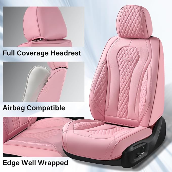 Coverado Car Seat Covers Full Set, Pink Seat Covers, Waterproof Car Seat Cover, Car Seat Cushion, Car Seat Covers Front Seats Back Seat Covers, Car Seat Protector Universal Fit Most Cars - Image 5