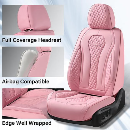 Coverado Seat Covers, Car Seat Covers Front Seats, Pink Car Seat Covers, Waterproof Auto Seat Covers, Seat Cushion, Front Seat Covers Leatherette Car Seat Protector Universal Fit Most Cars - Image 2