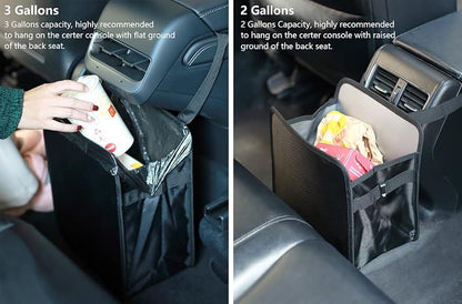 Ginsco 2 Gallons Open-Top Car Trash Can, Hanging Leakproof Car Trash Bag with Water-proof PEVA Liner, Stand Trash Bag for Cars Foldable Automotive Garbage Can for Cars SUV Truck RV Black - Image 4