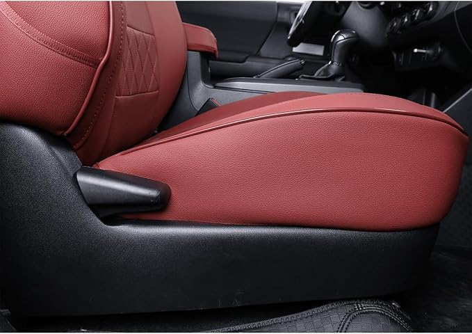 EKR Custom Fit Tacoma Rear Car Seat Covers for Toyota Tacoma (Petrol) 2024 2025 2026 Double cab SR/SR5/TRD Sport/TRD Off-Road/Limited - Second Row Only,Faux Leather(Burgundy) - Image 4