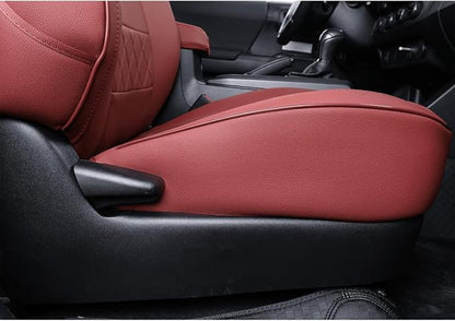 EKR Custom Fit Tacoma Rear Car Seat Covers for Toyota Tacoma (Petrol) 2024 2025 2026 Double cab SR/SR5/TRD Sport/TRD Off-Road/Limited - Second Row Only,Faux Leather(Burgundy) - Image 4