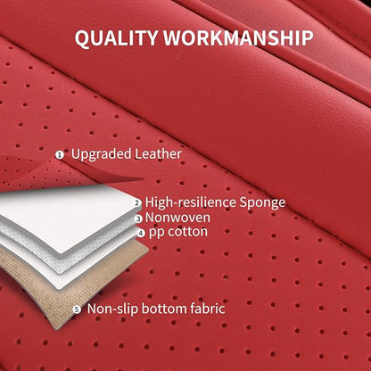 HChengkikz Car Seat Cover, Waterproof Faux Leather (Red) | Easy Maintenance, Airbag Compatible, Universal Fit For Most SUVs Trucks Pick-ups Sedans - Image 7